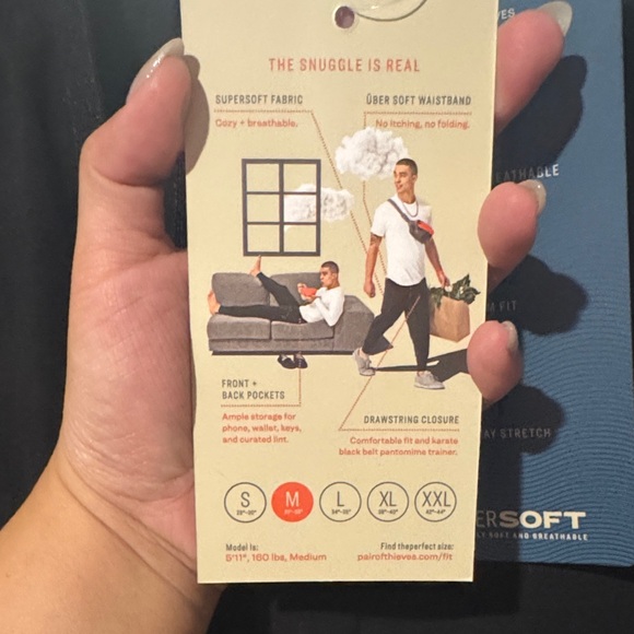 Size Medium Pair of Thieves Men's Black Lounge Pants - Picture 3 of 8